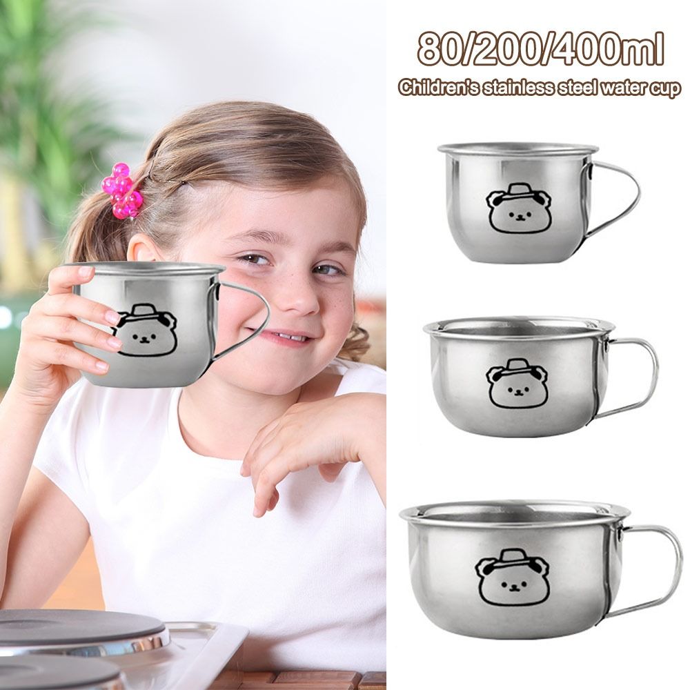 Coffee Tea & Espresso Appliances - แก้วน้ำสำหรับเด็ก ขนาด 80/200/400 มล. ลายหมี ทำจากสแตนเลส