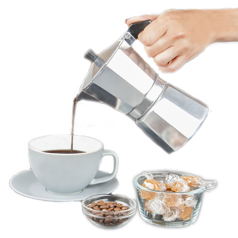 Moka Pot Stove - เครื่องชงกาแฟเอสเพรสโซ่อะลูมิเนียม เครื่องชงกาแฟลาเต้ เครื่องชงกาแฟมอคค่าสไตล์อิตาเลียน กาต้มกาแฟแบบเพอร์โคเลเตอร์ 1 ถ้วย/3