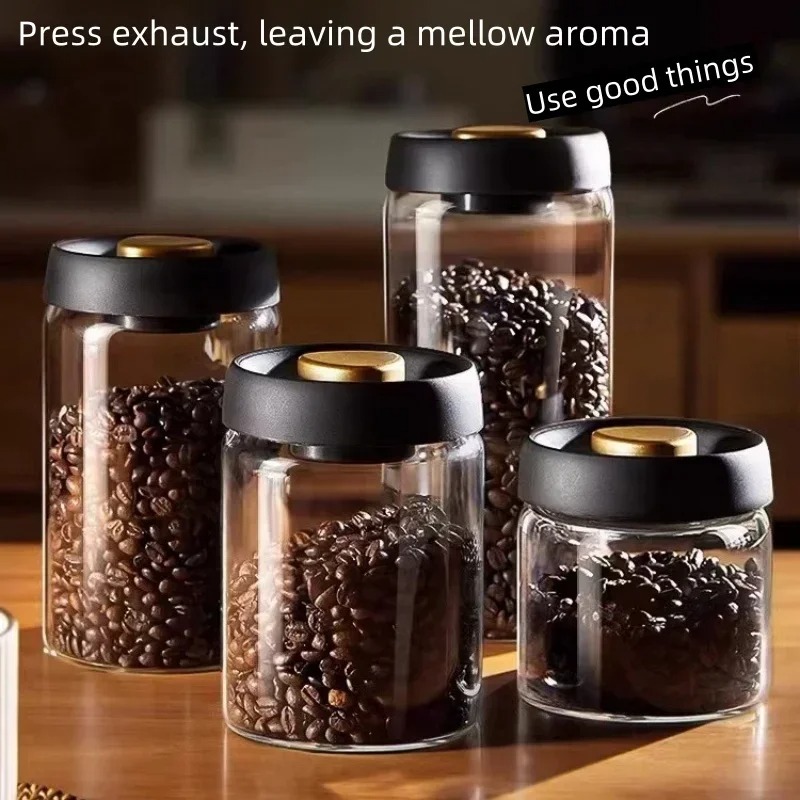 Xbloom Coffee Tea - โถเก็บกาแฟสุญญากาศแบบแมนนวล ทำจากแก้วบอโรซิลิเกตคุณภาพสูง ป้องกันความชื้น สำหรับเก็บชาและกาแฟในครัว