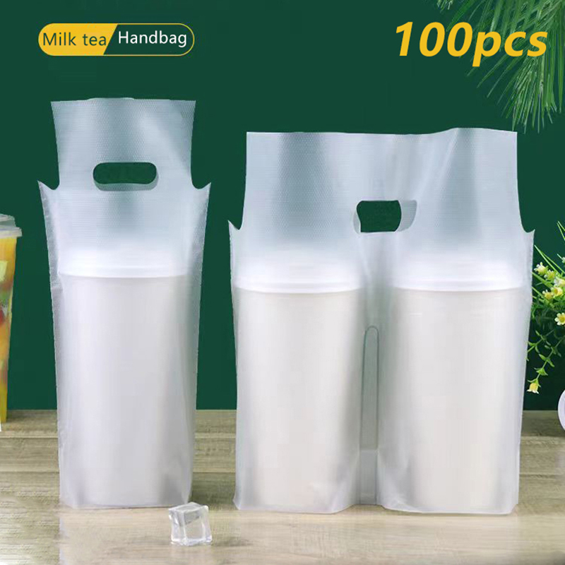 Xbloom Coffee Tea - ถุงบรรจุภัณฑ์ชา sữaแบบแก้วเดี่ยว/แก้วคู่ 100 ชิ้น ถุงพลาสติกใสแบบใช้แล้วทิ้งสำหรับเครื่องดื่ม ถุงหิ้วกาแฟแบบนำกลับบ้าน