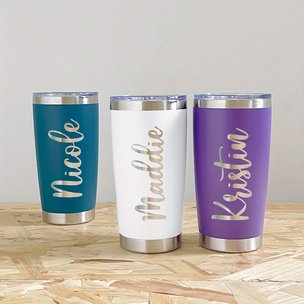 Coffee Tea Name - แก้วเก็บความเย็นสแตนเลส 20 ออนซ์ สลักชื่อได้ตามต้องการ, แก้วกาแฟเดินทางแบบมีฉนวนลายหัวใจสลักพิเศษ, แก้วน้ำในรถยนต์กันรั่ว