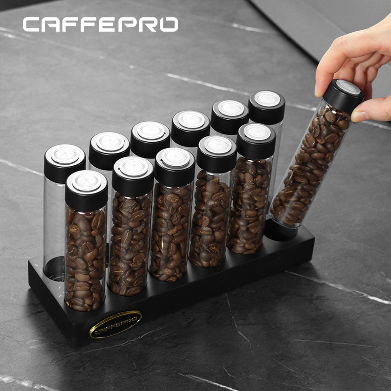 Coffee Tea And Sugar Set - Caffepro หลอดเก็บเมล็ดกาแฟ ภาชนะจัดแสดง ชุดชงชาแบบเดี่ยว วาล์วระบายอากาศ อุปกรณ์บาริสต้า