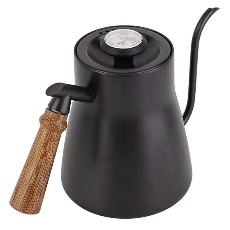 Coffee Tea & Espresso Appliances - กาต้มน้ำสแตนเลส 650 มล. กาต้มน้ำคอหงส์ ด้ามจับไม้ กาต้มน้ำสำหรับชงชา