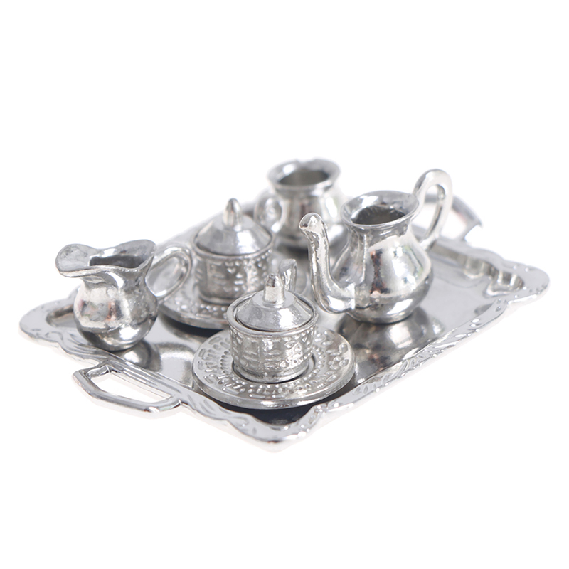 -ชุดถาดชา-กาแฟโลหะสีเงินขนาดเล - Coffee Tea And Sugar Set บทวิจารณ์และราคา