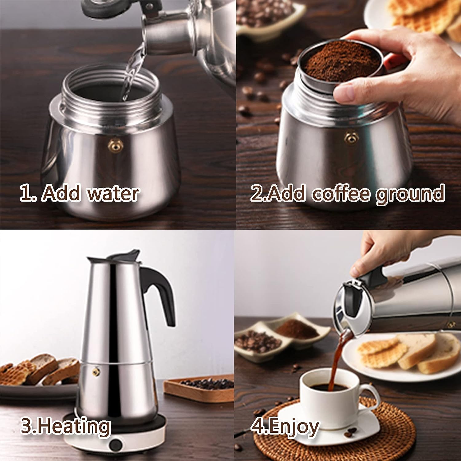 เครื่องชงกาแฟโมคา4/6/9ถ้วย, เค - Moka Pot Stove บทวิจารณ์และราคา